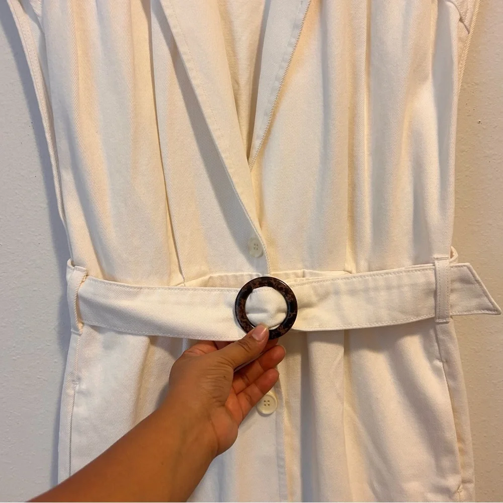 ASOS 8 Women’s Cream Button-Down Maxi Belted Dress - Picture 5 of 11